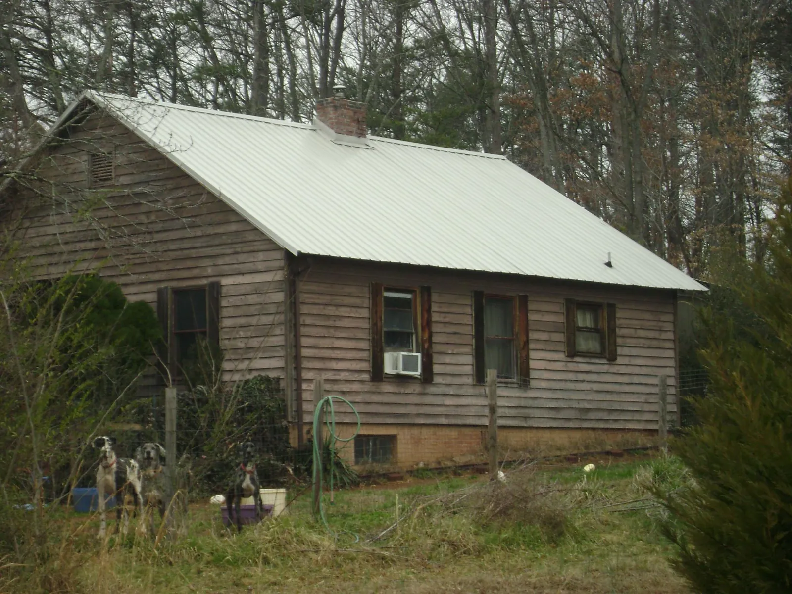 White metal roof on an old wood sided farmhouse, from a Metal Roof Installation job in Anoka